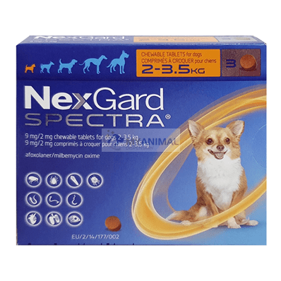 Nexgard Spectra Fleas Tick Mites Heartworm Prevention for Extra Small Dog (2-3.5Kg)