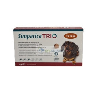 Simparica Trio Flea Tick Heartworm Prevention for Dogs (5 to 10Kg)