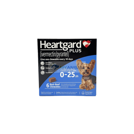 Heartgard Plus Chewables Heartworm Roundworm Hookworm Prevention for Dogs (up to 25lbs)