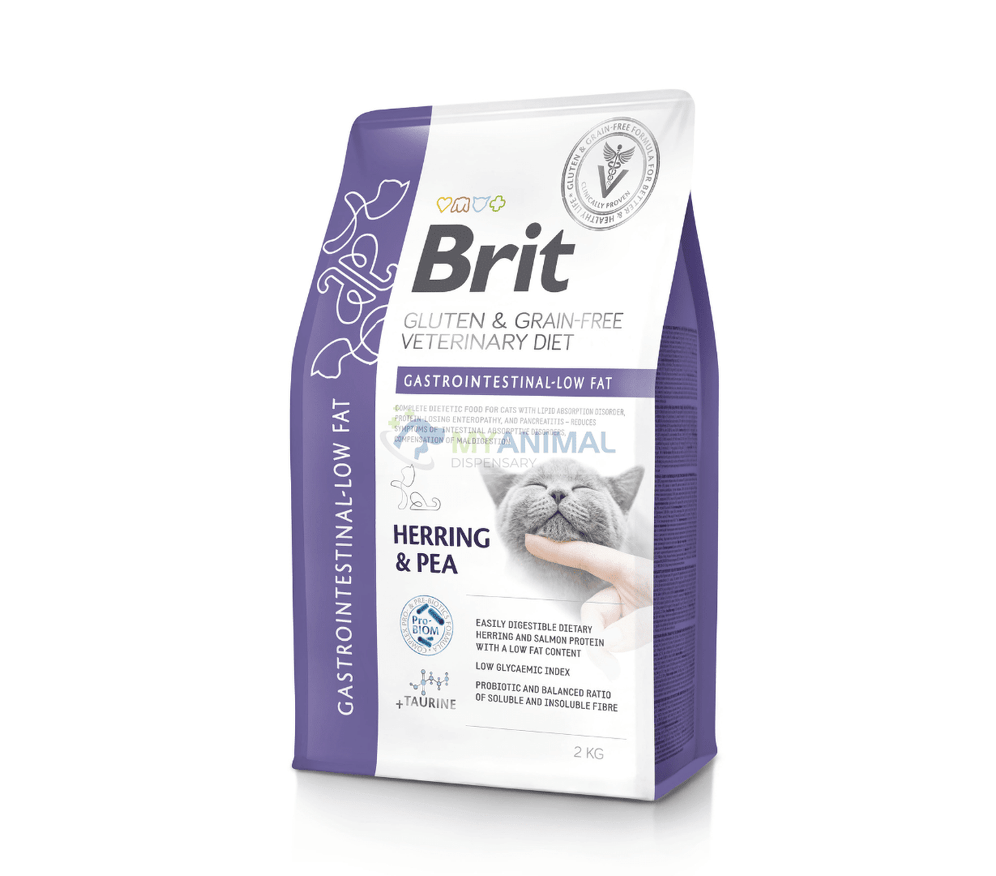 Brit Veterinary Diet Gastrointestinal Low Fat Herring & Pea Grain-Free Feline Dry Food