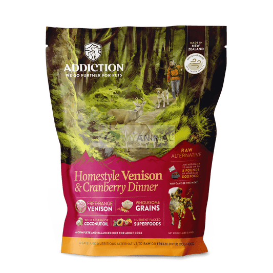 Addiction Homestyle Venison & Cranberry Dinner Raw Dehydrated Food for Dogs (2lbs)