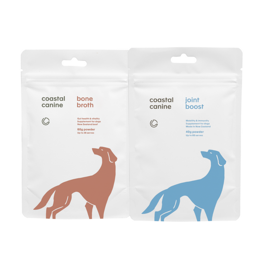 Coastal Canine Beef Bone Broth and Joint Boost Powder Supplement Bundle for Dogs and Cats