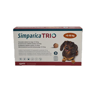 Simparica Trio Flea Tick Heartworm Prevention for Dogs (5 to 10Kg)