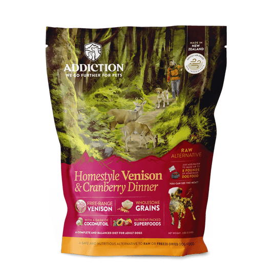 Addiction Homestyle Venison & Cranberry Dinner Raw Dehydrated Food for Dogs (2lbs)